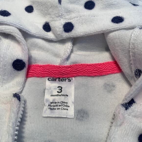 CARTER’S Girl’s Terry Cloth Full Zip with Hood Beach Cover Up / Size: 3 Months - Picture 4 of 5